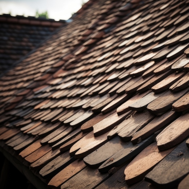 Wooden shingle roof